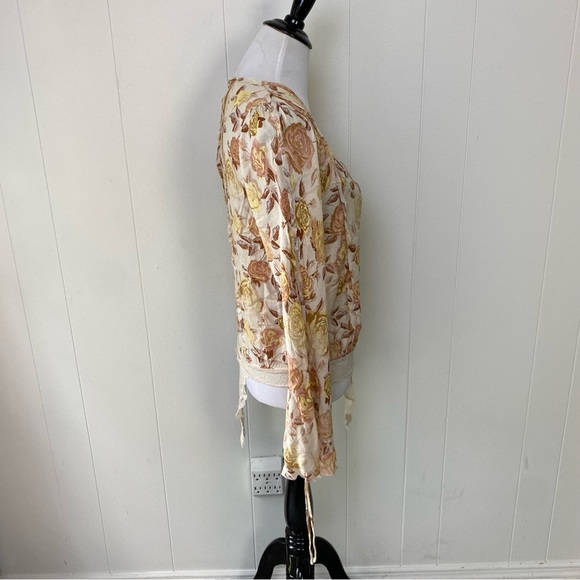 Free People Intimately Everything's Rosy Bodysuit In Tea Combo SZ XS Bell Sleeve - Picture 6 of 16